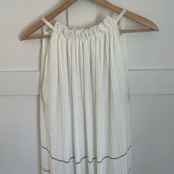Max Studio White & Navy Pleated Maxi Dress, Size XL - Picture 4 of 8